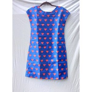 Labella Green Dress Retro Heart Pattern Blue NWT 50s